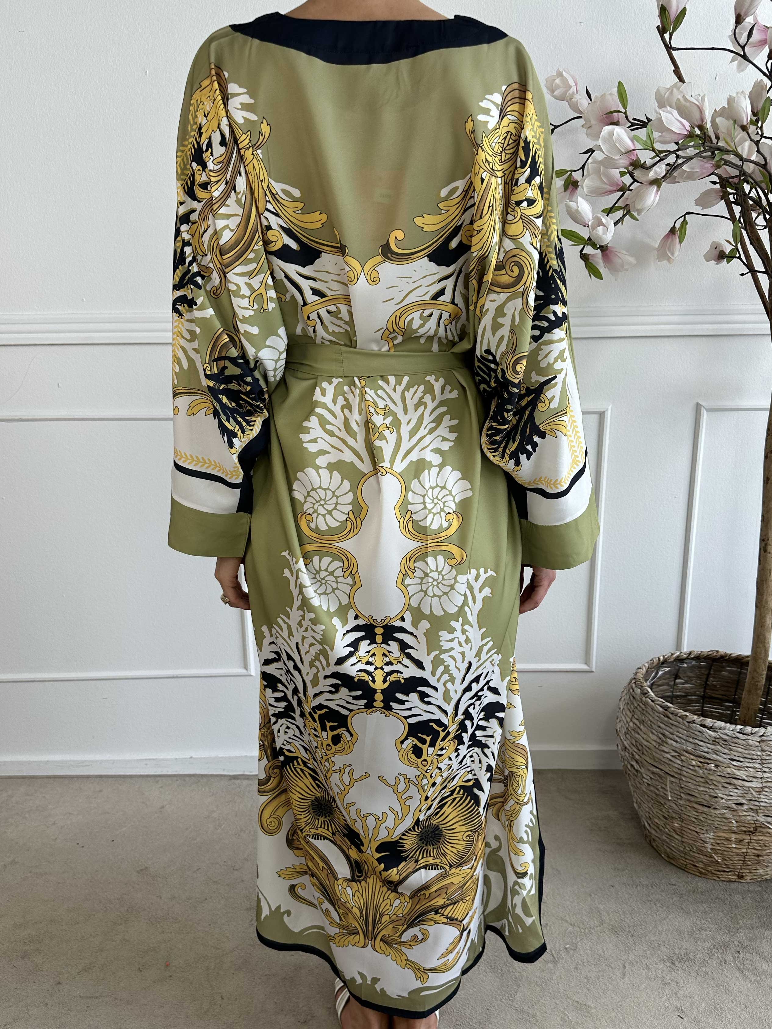 Goddess Dress - Lång mönstrad tunikaklänning med knytband